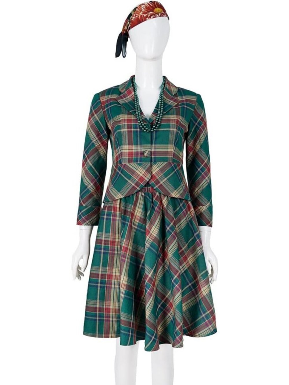 Vintage Plaid Dress for Women | Long Sleeve Holiday Party Dress